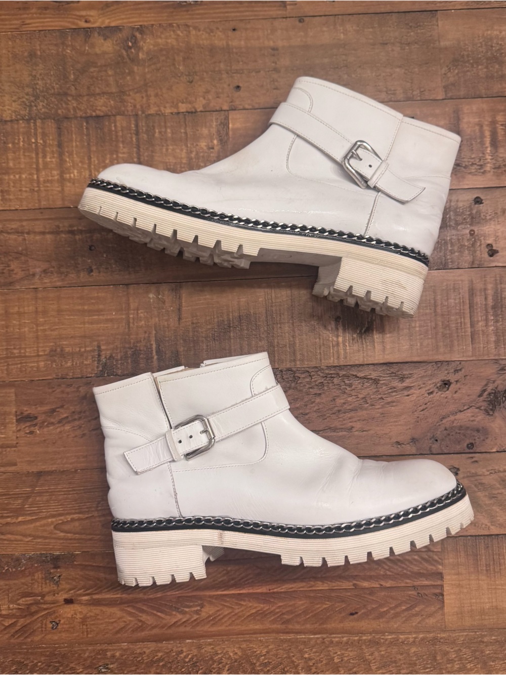 VICINI Leather Chain Lug Sole Moto Boots EU 41